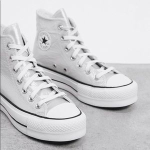 Platform converse silver high top